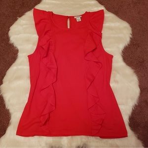 Red J. Crew Frilly Tank Top Blouse